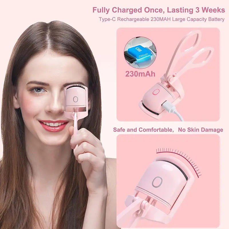 Electric USB Rechargeable Eyelash Curler With 2 Level Temp Quick Heating