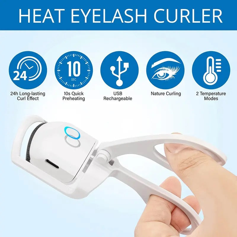 Electric USB Rechargeable Eyelash Curler With 2 Level Temp Quick Heating