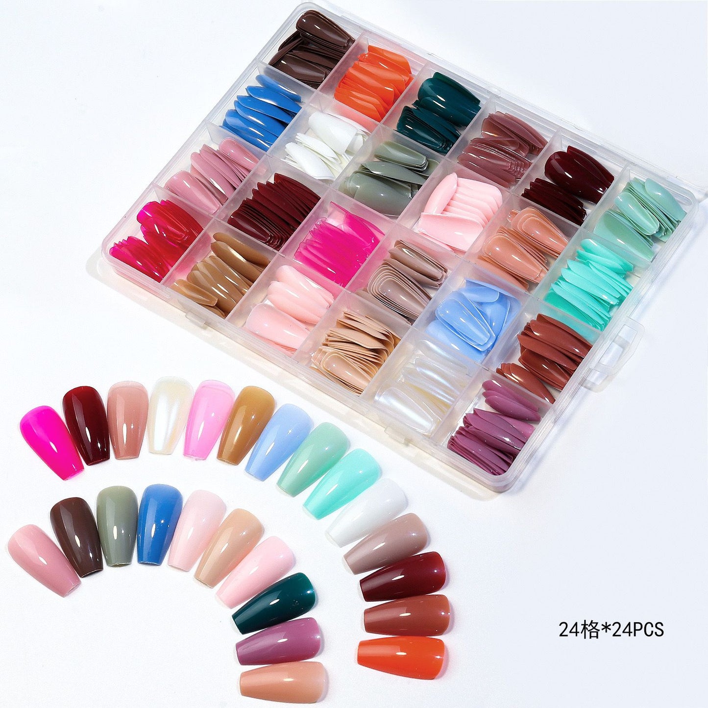576Pcs False Nails Tips Short Coffin Almond French Artificial Nails Box (with Free Nail Jelly Glue Sticker + Nail Glue)