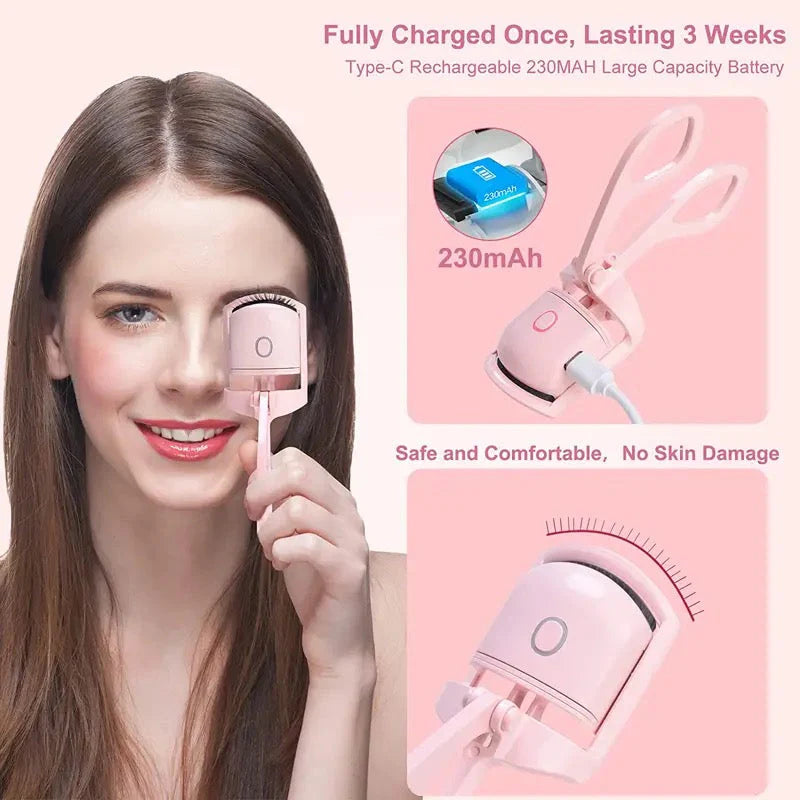 Electric USB Rechargeable Eyelash Curler With 2 Level Temp Quick Heating