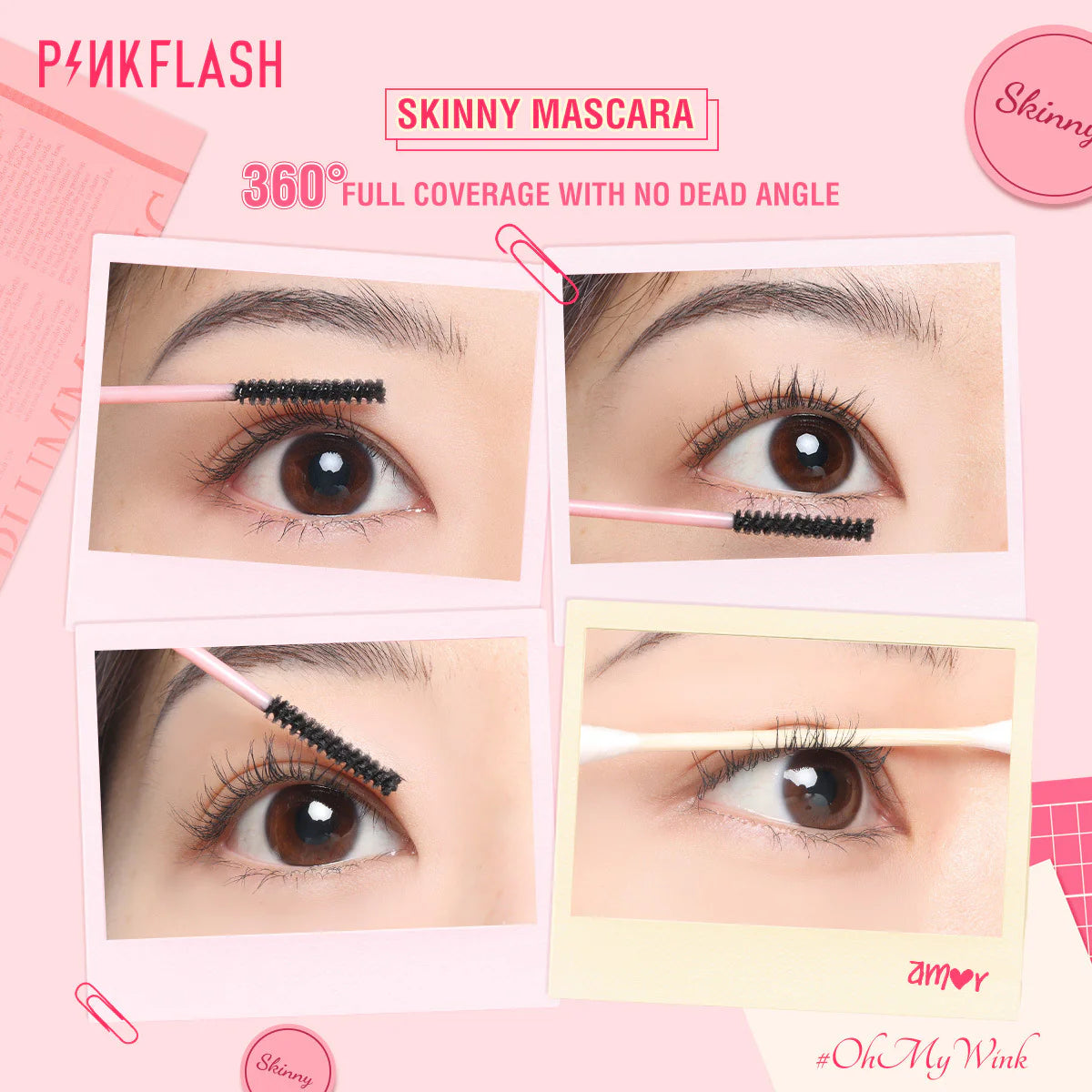 Pink Flash Super Micro Brush Rich Ultra Thin Fiber Mascara