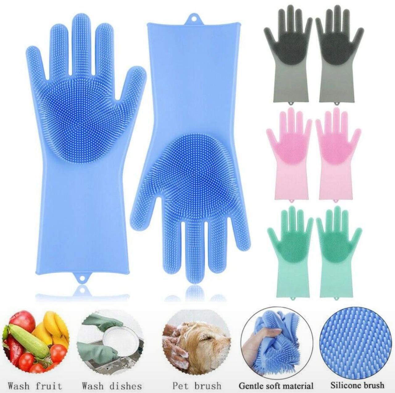All-in-One Silicone Cleaning Gloves – 2pcs Random Color