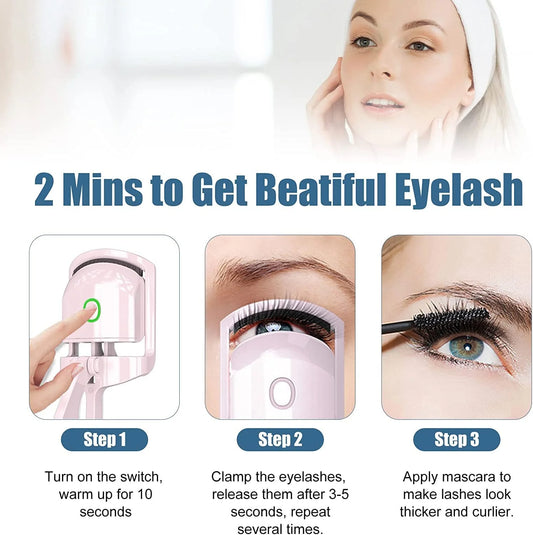 Electric USB Rechargeable Eyelash Curler With 2 Level Temp Quick Heating
