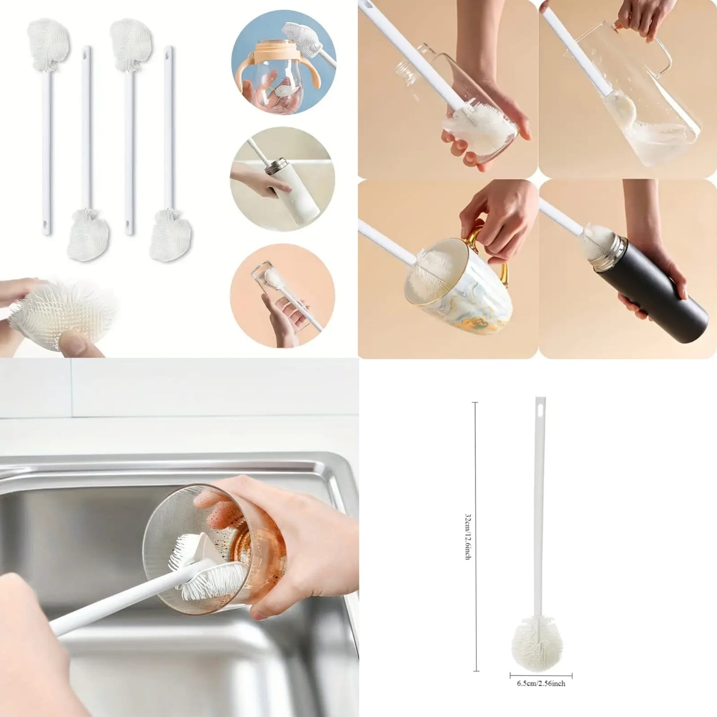 Soft Silicone Bottle Brush – Long Handle, Foldable & Multifunctional