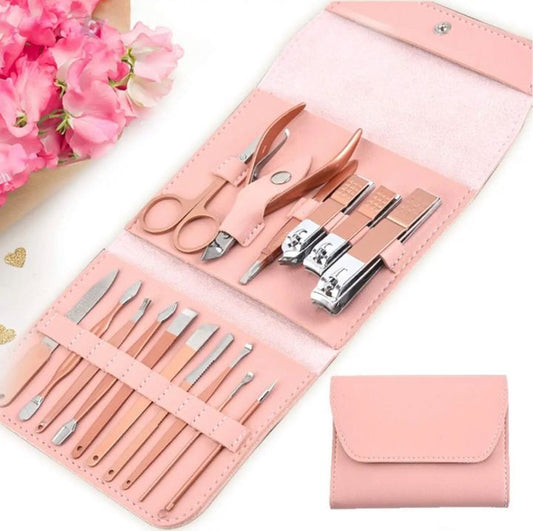 Manicure Pedicure Grooming Kit - Professional 16pcs Manicure Set - Stainless Steel Nail Clipper Set
