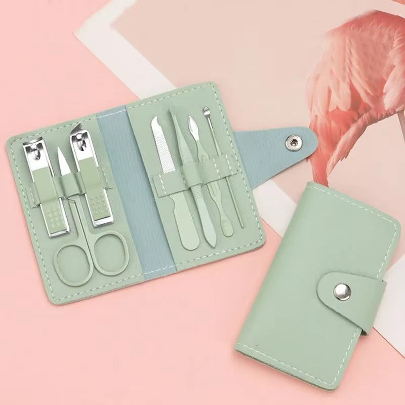 Stainless Steel 7in1 Nail Cutter Set High Quality Manicure Set Nail Self Grooming Kit With Leather Pouch