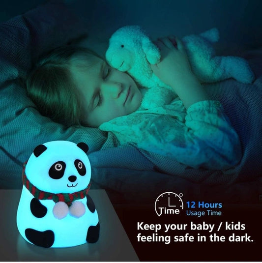 Silicone Panda Touch LED Night Light – Cute Multicolor Lamp for Kids, Teens, Baby Room Decor, Gifts for Panda Lovers & Girlfriends