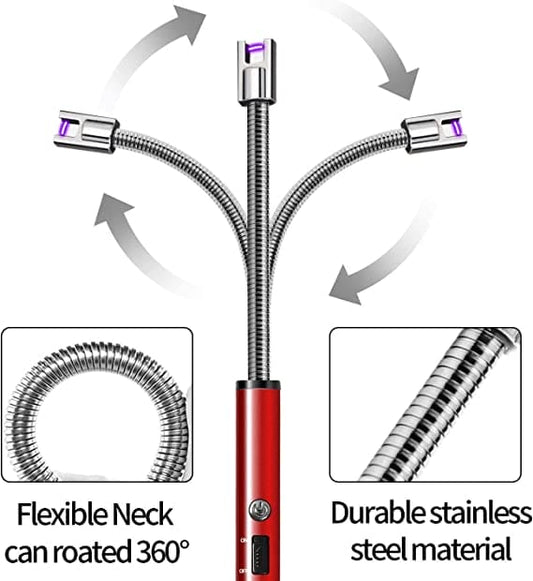 USB Rechargeable Flameless Arc Lighter Flexible and Windproof for Candles, Hiking, Camping, Kitchen, Fireplaces