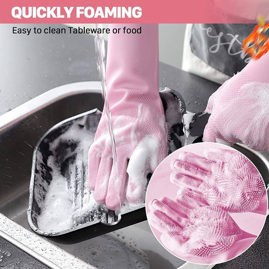 All-in-One Silicone Cleaning Gloves – 2pcs Random Color