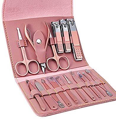 Manicure Pedicure Grooming Kit - Professional 16pcs Manicure Set - Stainless Steel Nail Clipper Set
