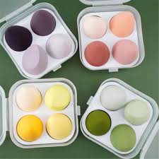 4pcs Makeup Blender Cosmetic Puff Makeup Sponge  With Storage Box