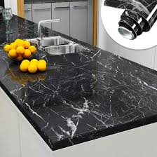 White / Black Marble Texture Design PVC Waterproof Sheet (60cmx200cm)