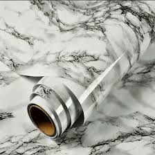 White / Black Marble Texture Design PVC Waterproof Sheet (60cmx200cm)