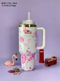 40oz Stainless Steel Stanley Printed Flower Tumbler